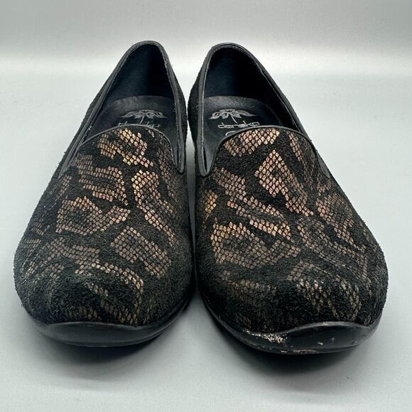 Dansko Olivia Women's 6.5 Bronze Snake Leather Comfort Clogs Slip-On Round Toe - Picture 2 of 10